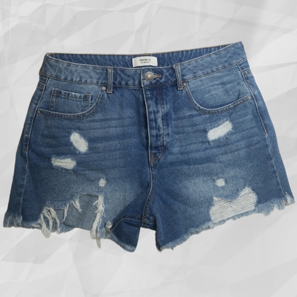 Forever 21 Distressed Cutoff Denim Shorts 28 - Picture 1 of 6